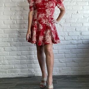 Elegant Red Patterned Dress